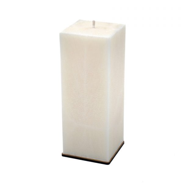 Bekvapė balta palmių vaško žvakė (kvadratinė, 10x24 cm)