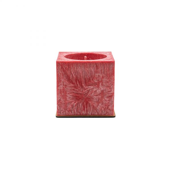 Unparfümierte rote Palmwachskerze (quadratische, 12x12 cm)