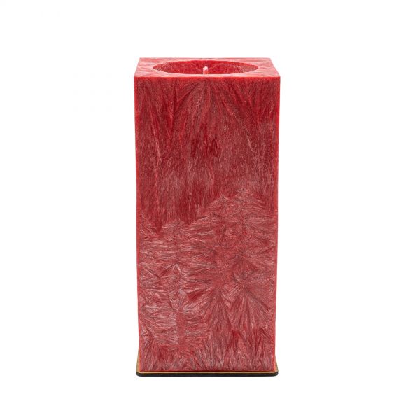 Unparfümierte rote Palmwachskerze (quadratische, 12x26 cm)