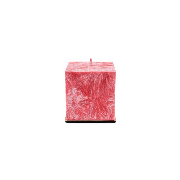 Bekvapė raudona palmių vaško žvakė (kvadratinė, 10x10 cm)