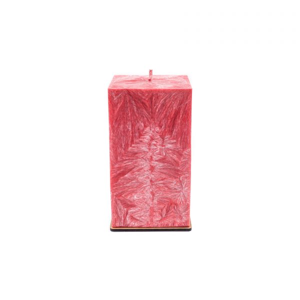 Bekvapė raudona palmių vaško žvakė (kvadratinė, 10x17 cm)