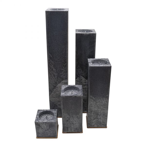 Collection of unscented black palm wax candles (squares, 12 cm)