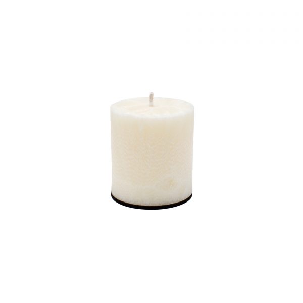 Bekvapė balta palmių vaško žvakė (apvali, 10x10 cm)