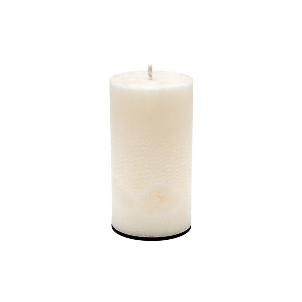 Bekvapė balta palmių vaško žvakė (apvali, 10x17 cm)