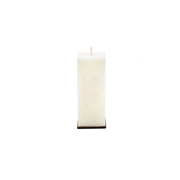 Bekvapė balta palmių vaško žvakė (kvadratinė, 6x14 cm)