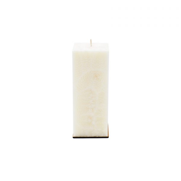 Bekvapė balta palmių vaško žvakė (kvadratinė, 8x20 cm)