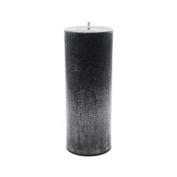 Bekvapė juoda palmių vaško žvakė (apvali, 10x24 cm)