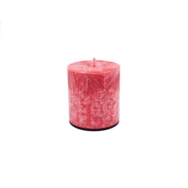 Bekvapė raudona palmių vaško žvakė (apvali, 10x10 cm)