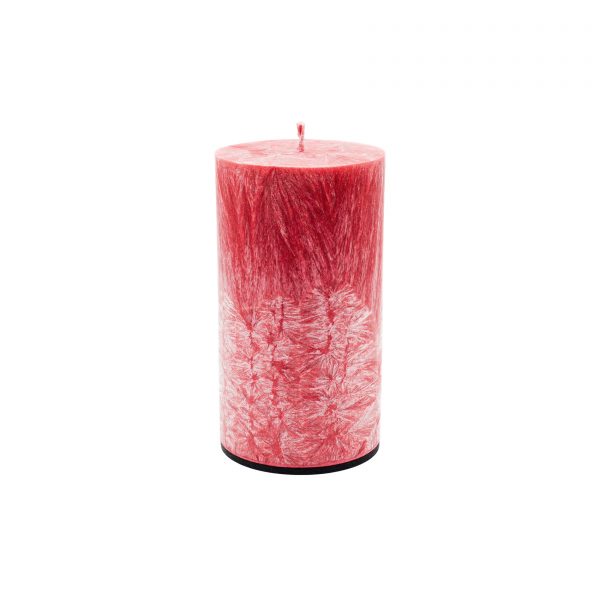 Bekvapė raudona palmių vaško žvakė (apvali, 10x17 cm)