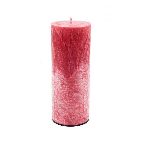 Bekvapė raudona palmių vaško žvakė (apvali, 10x24 cm)