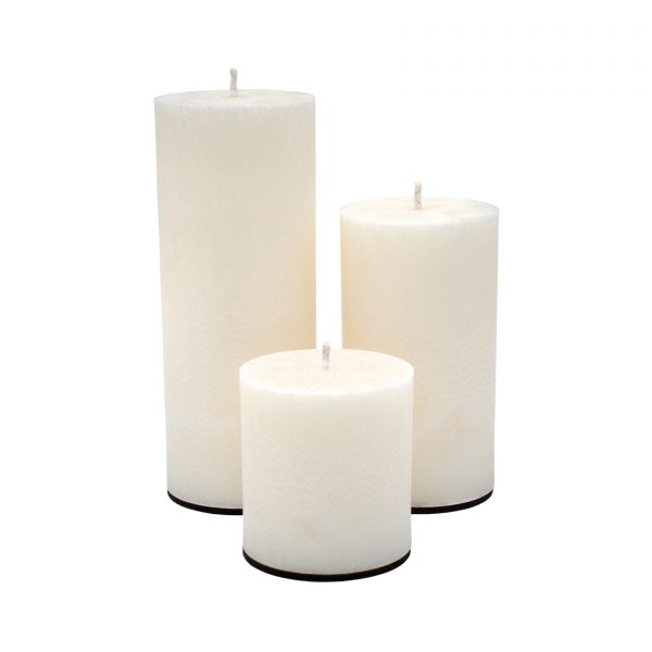 Collection of unscented white palm wax candles (roundos, 10 cm)