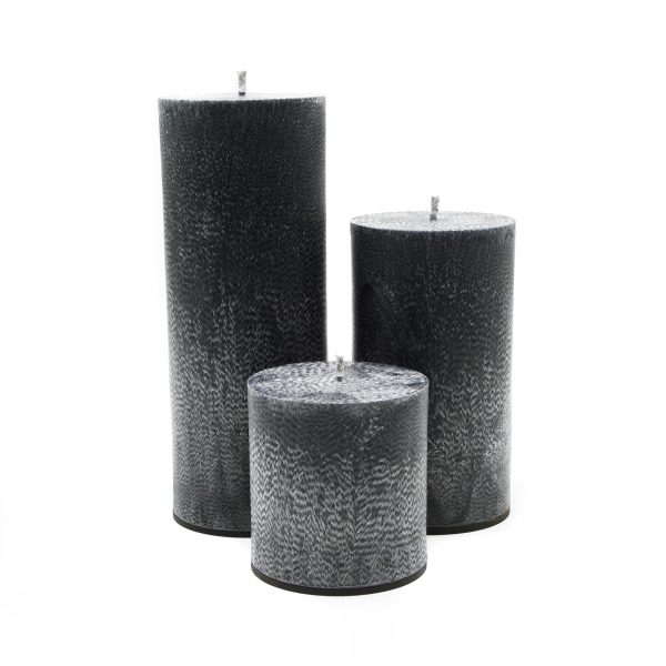 Bekvapių juodų palmių vaško žvakių kolekcija (apvalios, 10 cm)