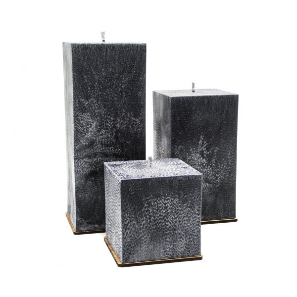 Bekvapių juodų palmių vaško žvakių kolekcija (kvadratinės, 10 cm)