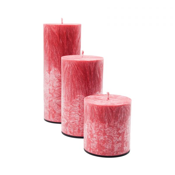 Collection of unscented red palm wax candles (roundos, 10 cm)