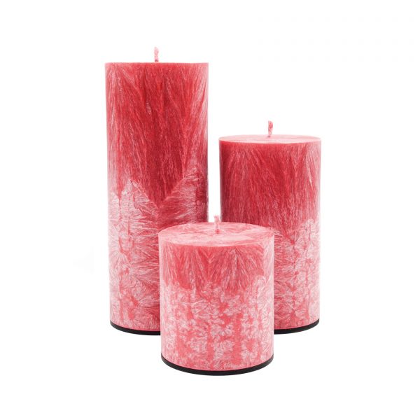 Bekvapių raudonų palmių vaško žvakių kolekcija (apvalios, 10 cm)